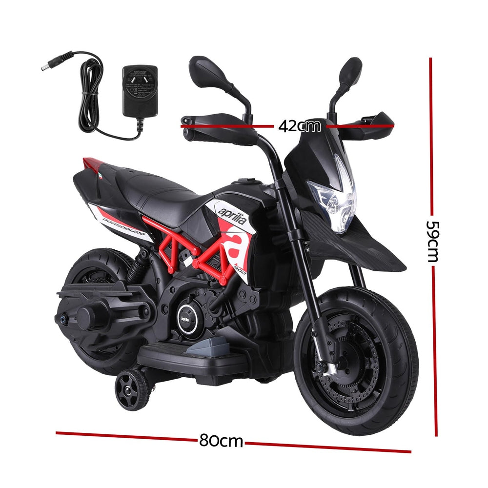 Aprilia Dorsoduro 900 6V Kids Electric Ride-On Motorbike, Black