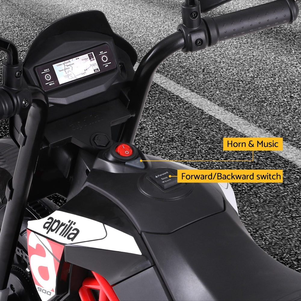 Aprilia Dorsoduro 900 6V Kids Electric Ride-On Motorbike, Black