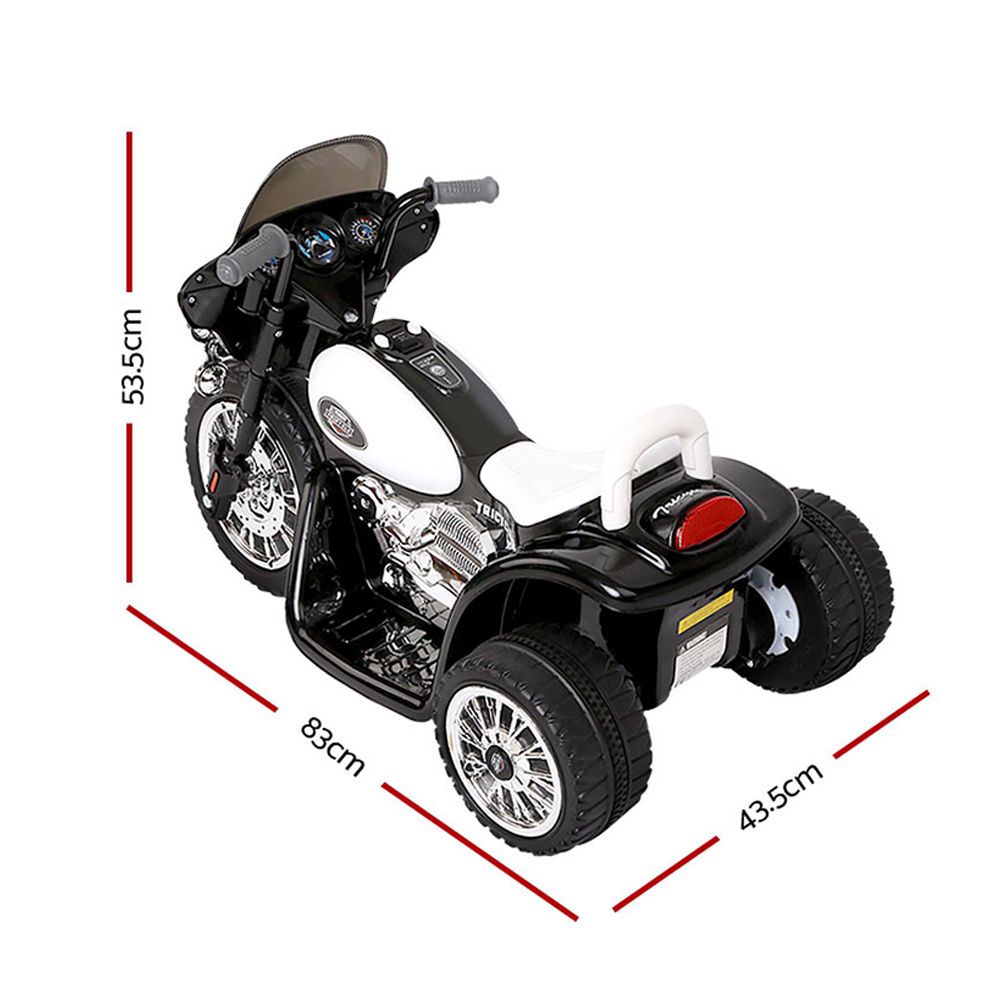 6V Harley-Inspired Kids Electric Police Ride-On Motorbike, Black