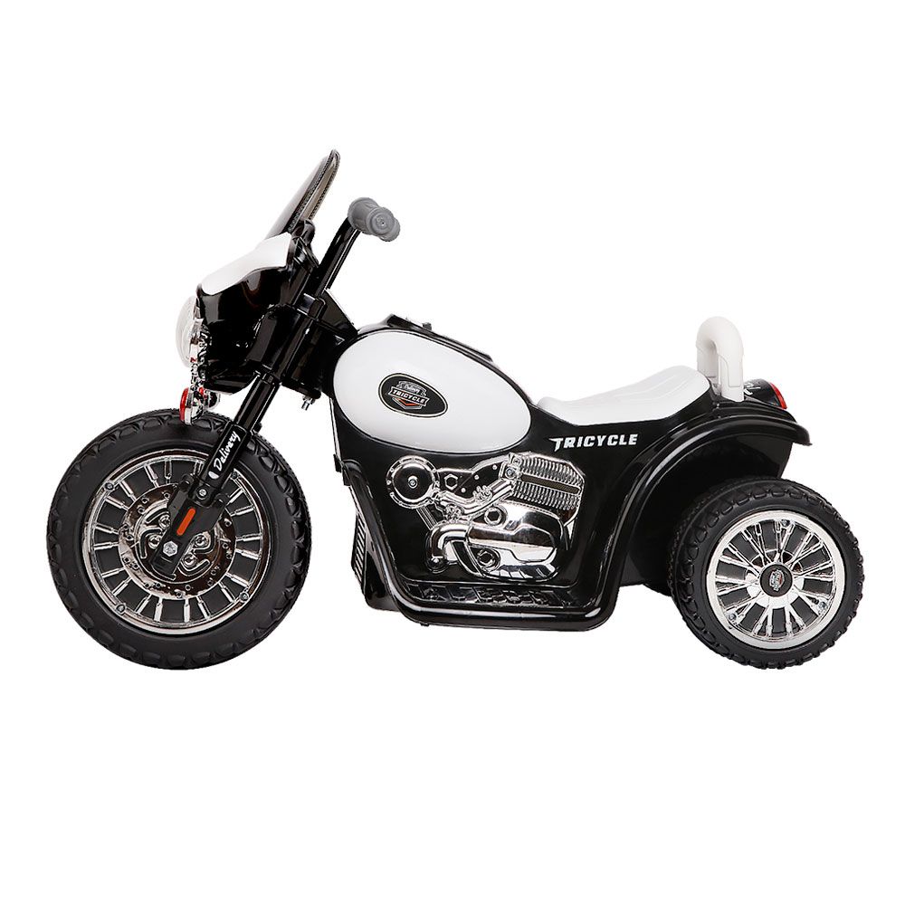 6V Harley-Inspired Kids Electric Police Ride-On Motorbike, Black