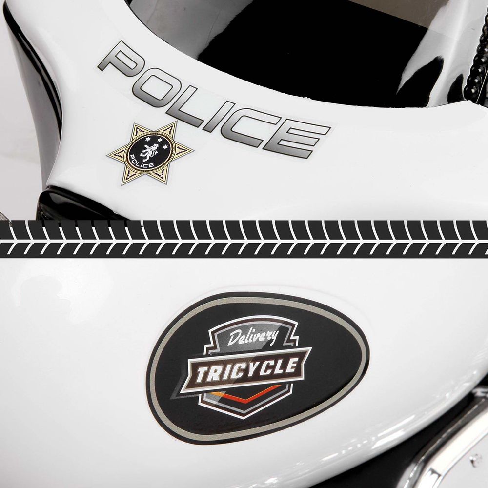 6V Harley-Inspired Kids Electric Police Ride-On Motorbike, Black