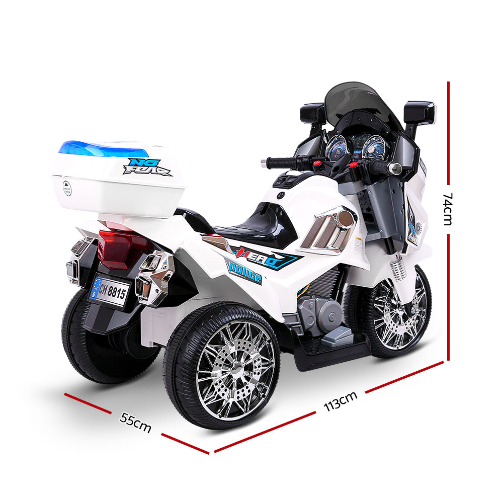 6V Kids Electric Police Ride On Motorbike - White