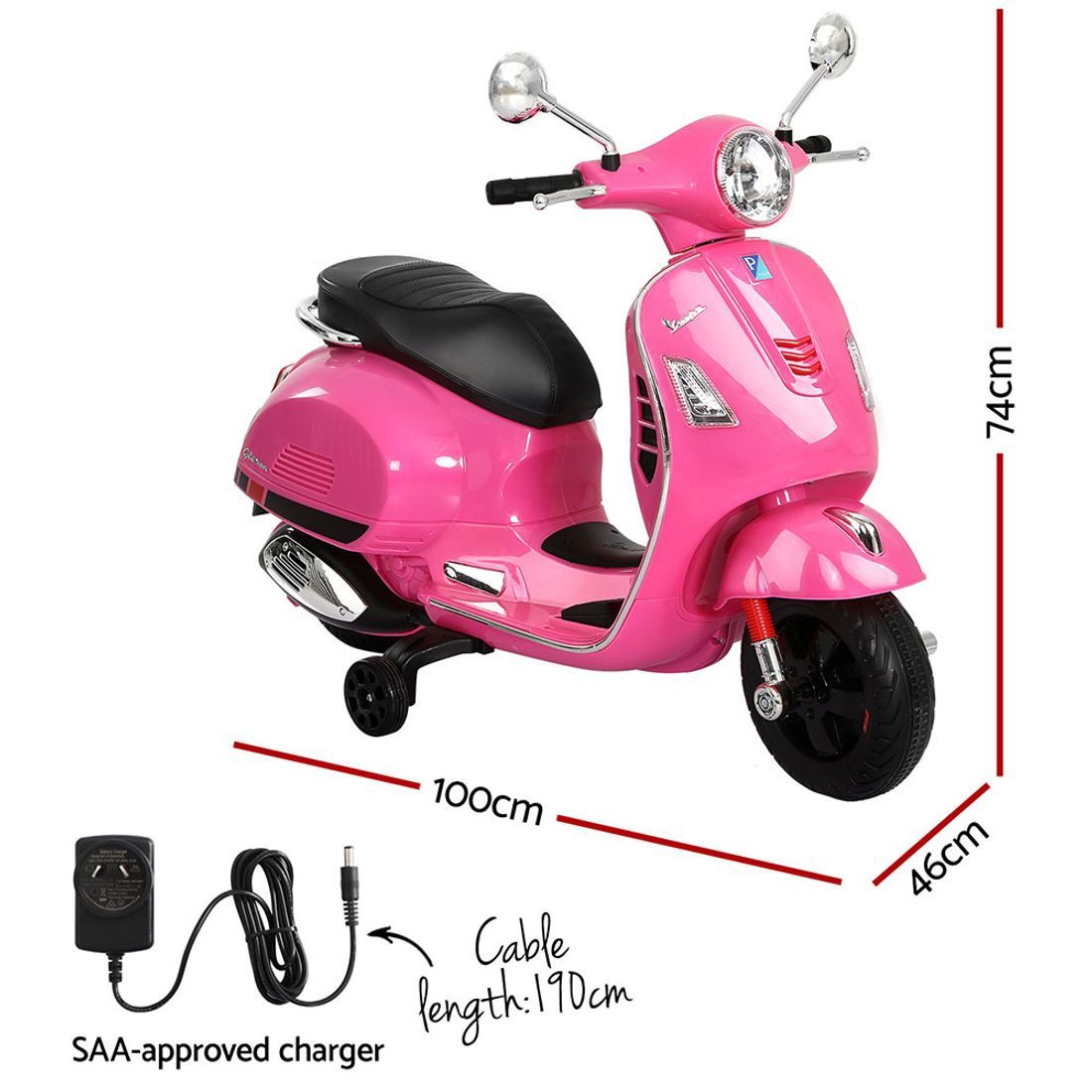 Vespa GTS 6V Kids Electric Ride-On Motorbike, Pink