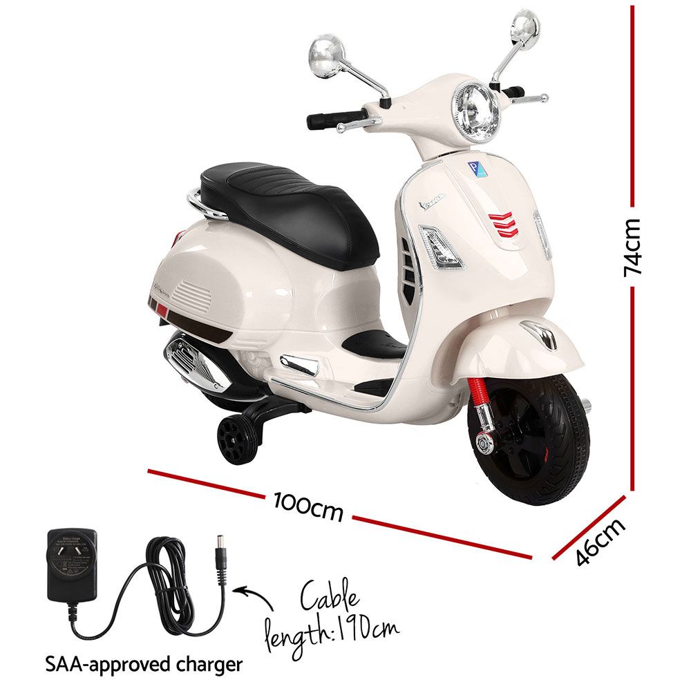 Vespa GTS 6V Kids Electric Ride-On Motorbike, White