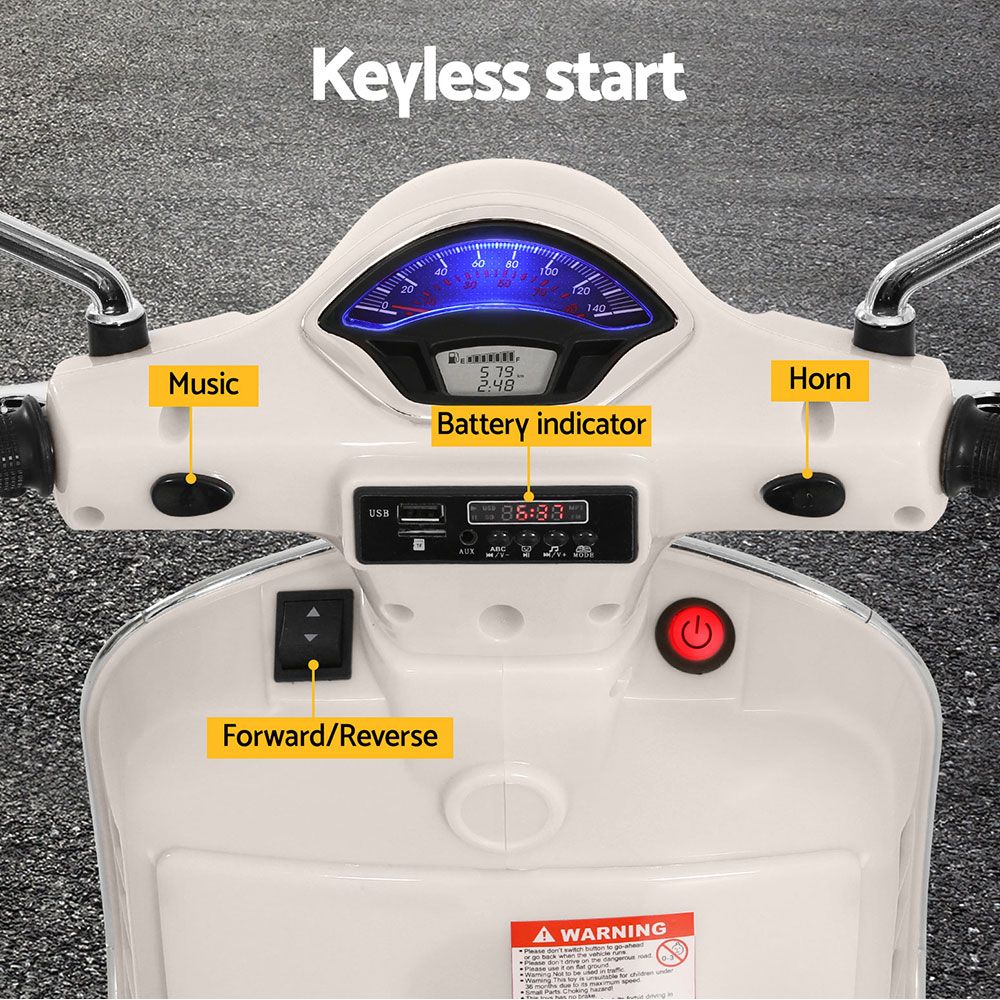 Vespa GTS 6V Kids Electric Ride-On Motorbike, White