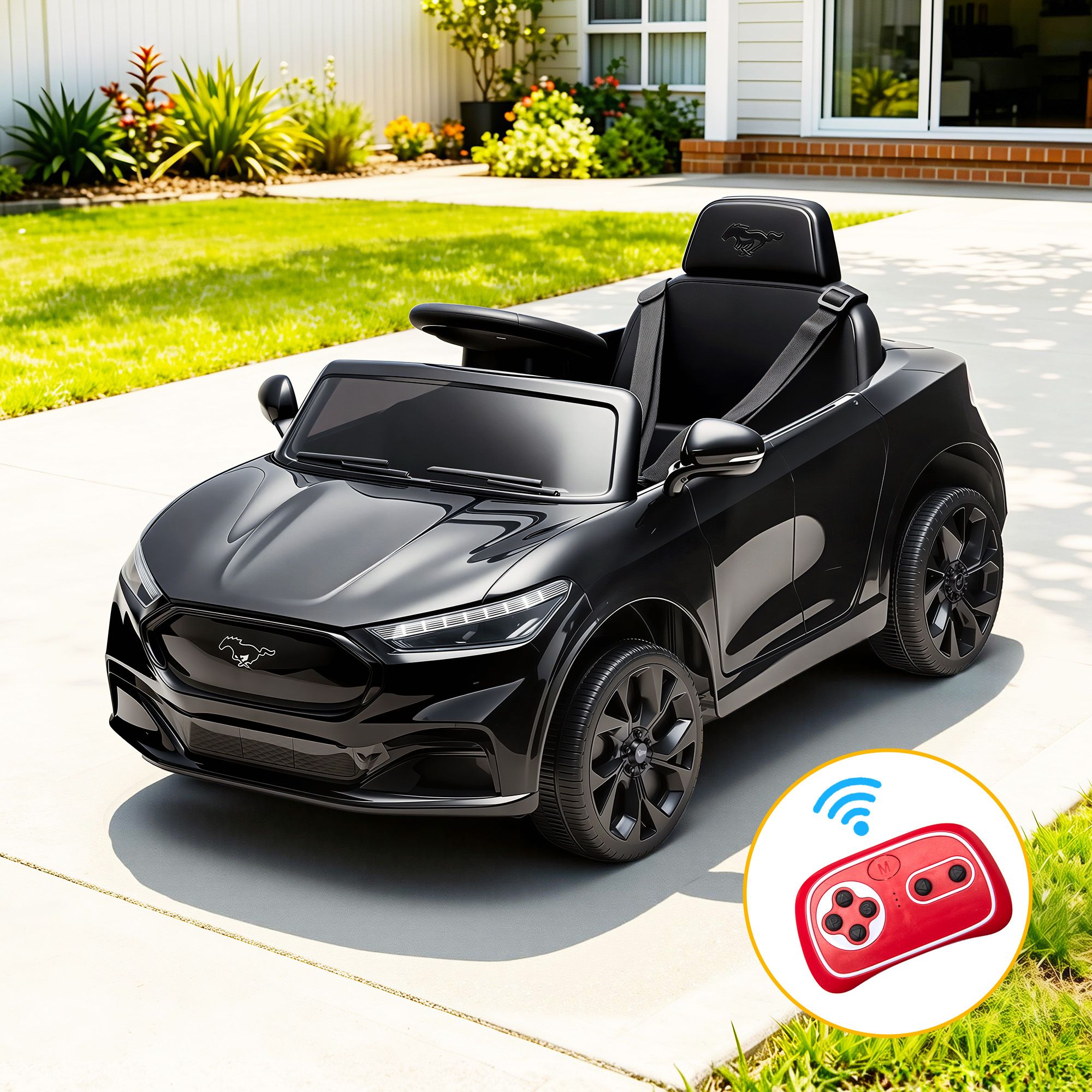 12V Licensed Ford Kids Electric Ride On Car with Parental Remote - Black