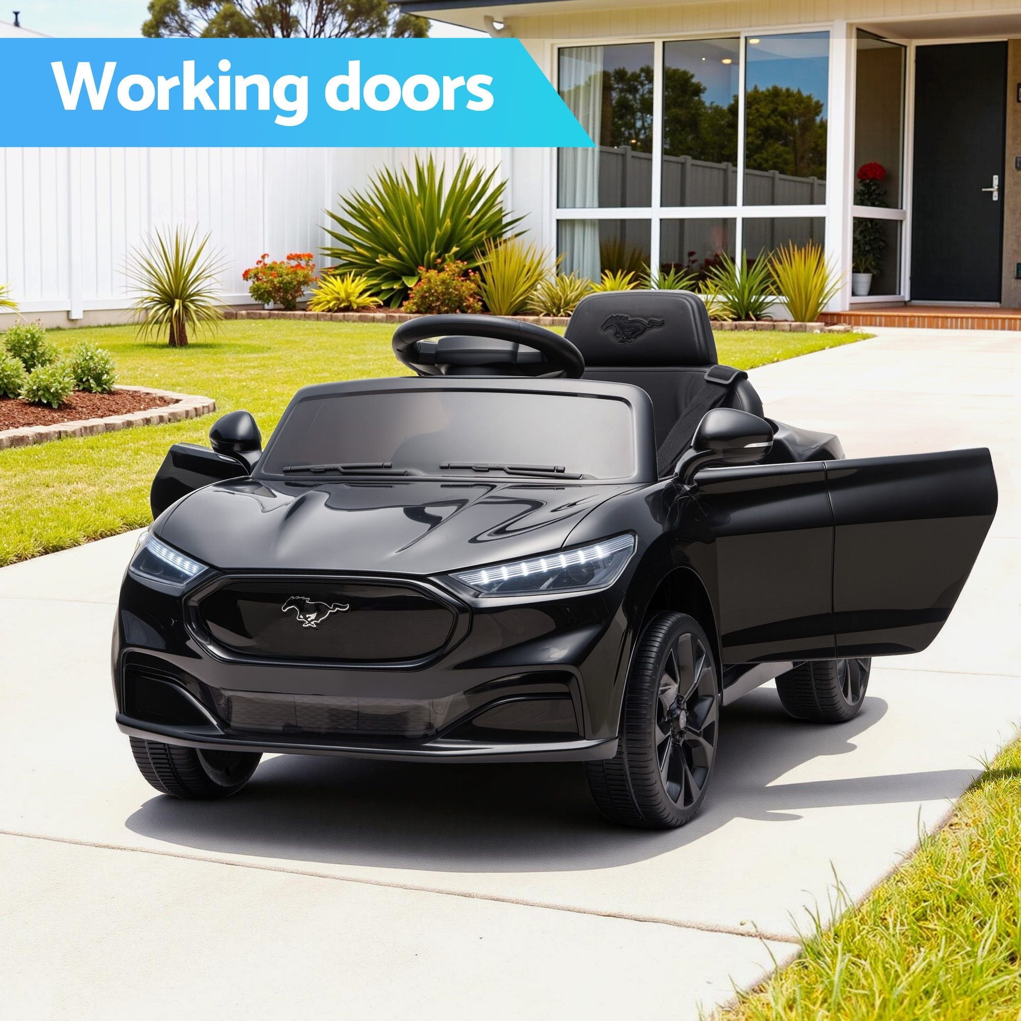 12V Licensed Ford Kids Electric Ride On Car with Parental Remote - Black