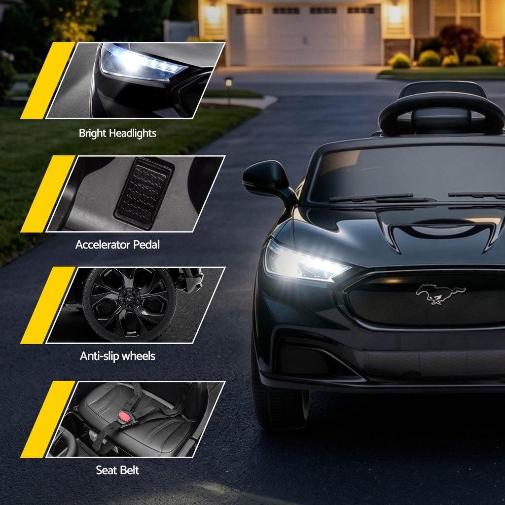 12V Licensed Ford Kids Electric Ride On Car with Parental Remote - Black
