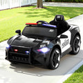 12V Kids Electric Police Ride-On Car 112cm, Black