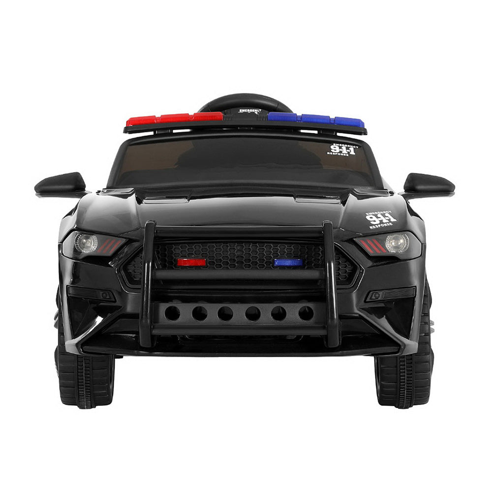 12V Kids Electric Police Ride-On Car 112cm, Black