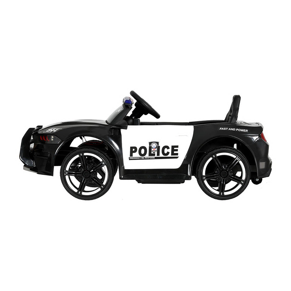 12V Kids Electric Police Ride-On Car 112cm, Black