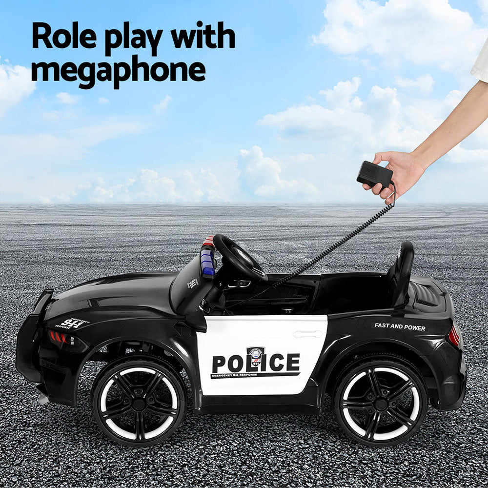12V Kids Electric Police Ride-On Car 112cm, Black