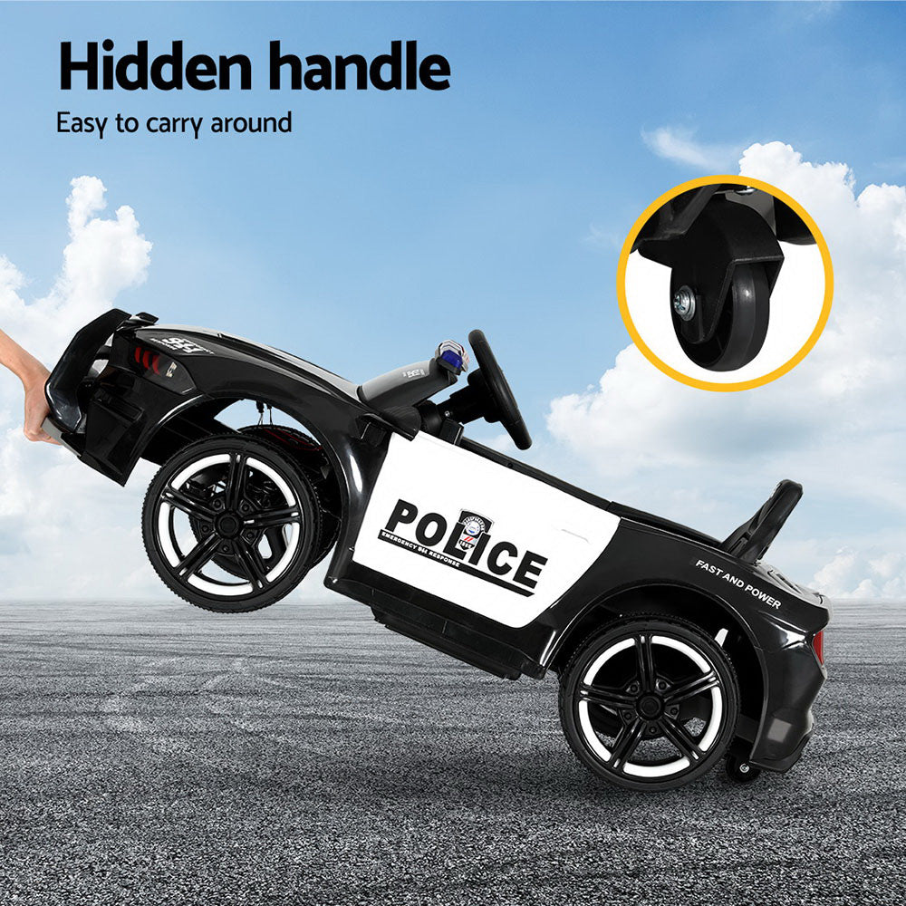 12V Kids Electric Police Ride-On Car 112cm, Black