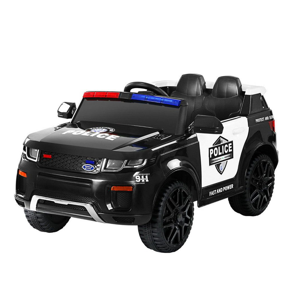 12V Kids Electric Police Ride On Car with Parental Remote - Black