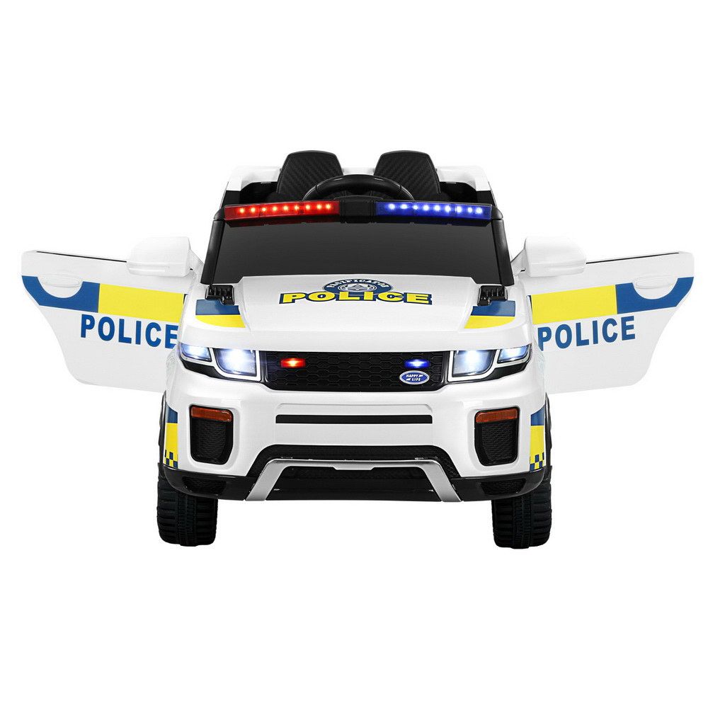 12V Kids Electric Police Ride On Car with Parental Remote - White
