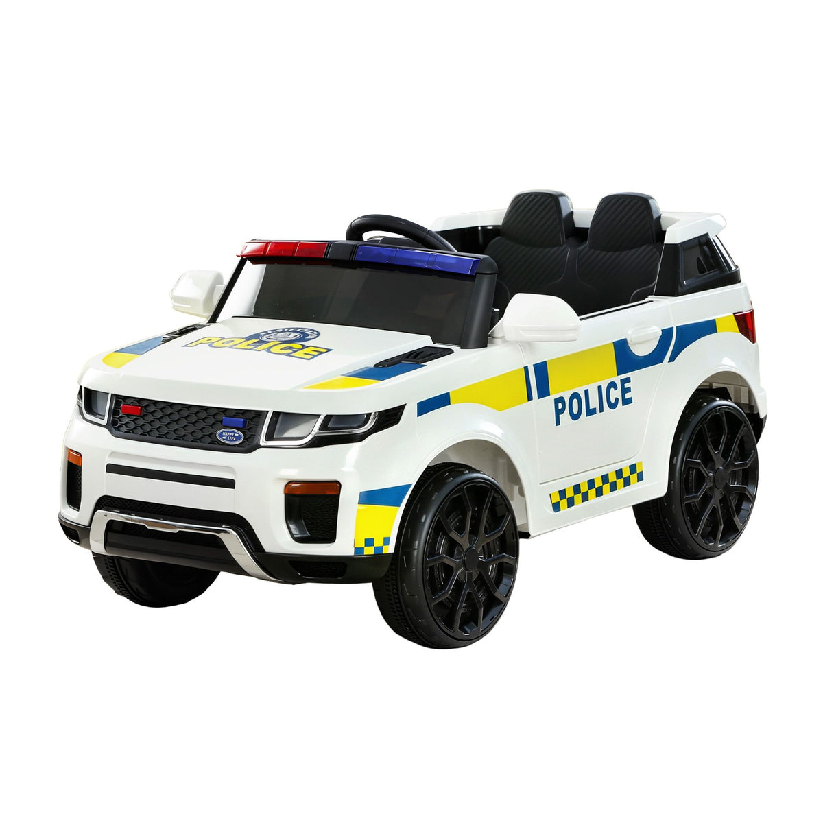 12V Kids Electric Police Ride On Car with Parental Remote - White