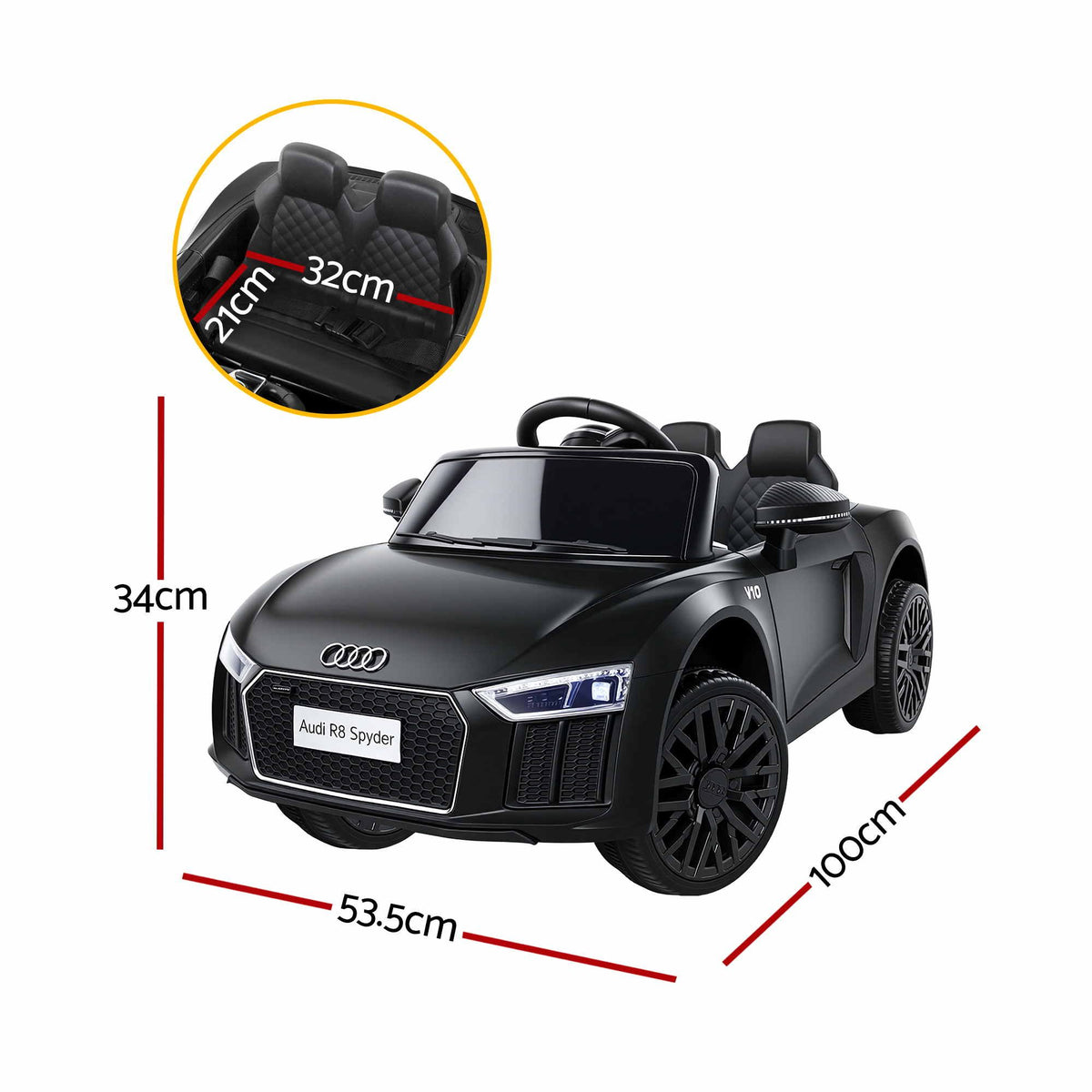 Audi R8 6V Kids Electric Ride-On Car, Black