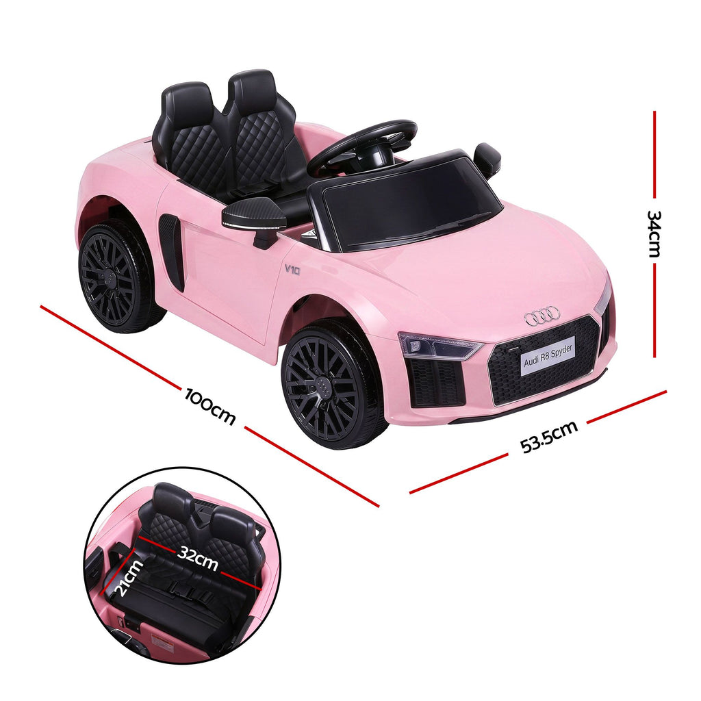 Audi R8 12V Kids Electric Ride-On Car, Pink