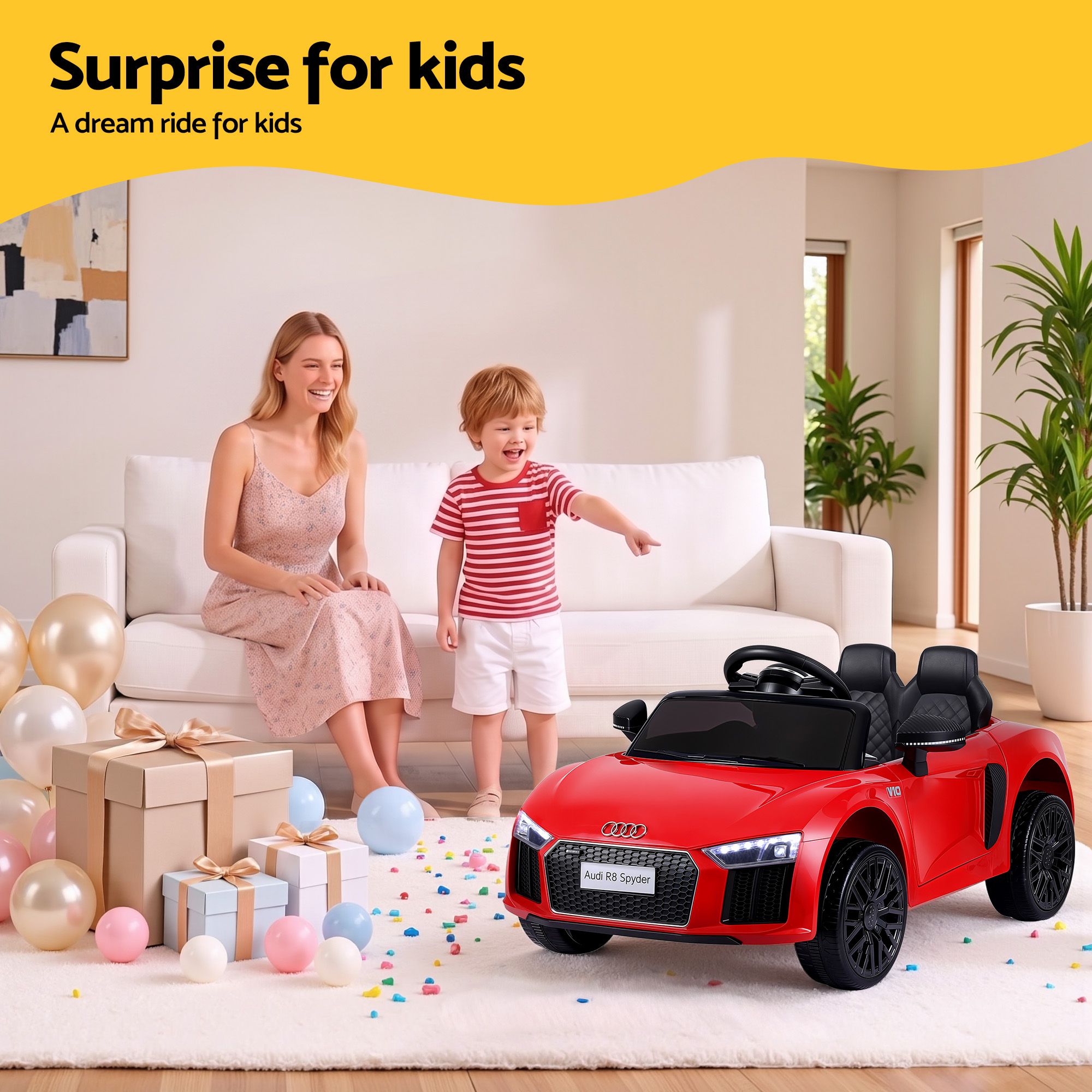 Audi R8 12V Kids Electric Ride-On Car, Red