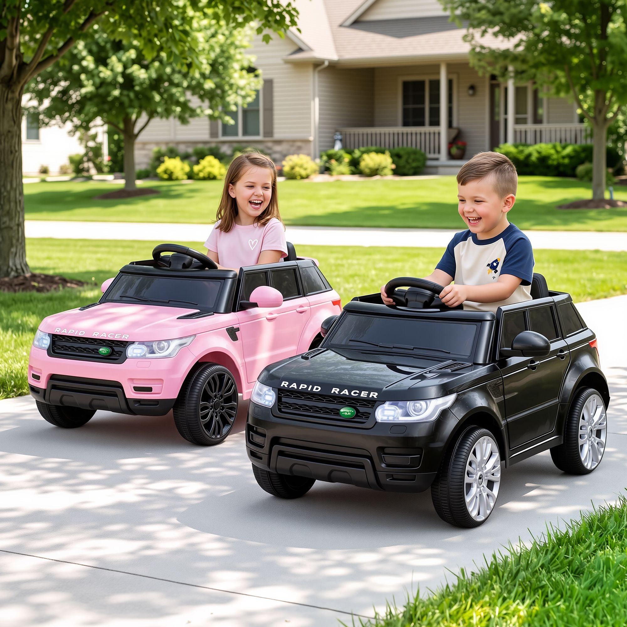 6V Range Rover-Inspired Kids Electric Ride-On Car, Black