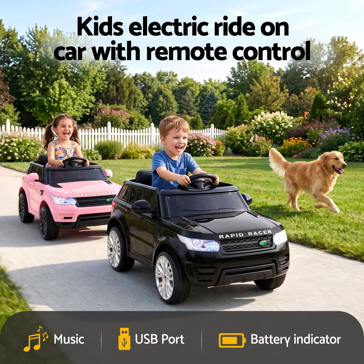 6V Range Rover-Inspired Kids Electric Ride-On Car, Black