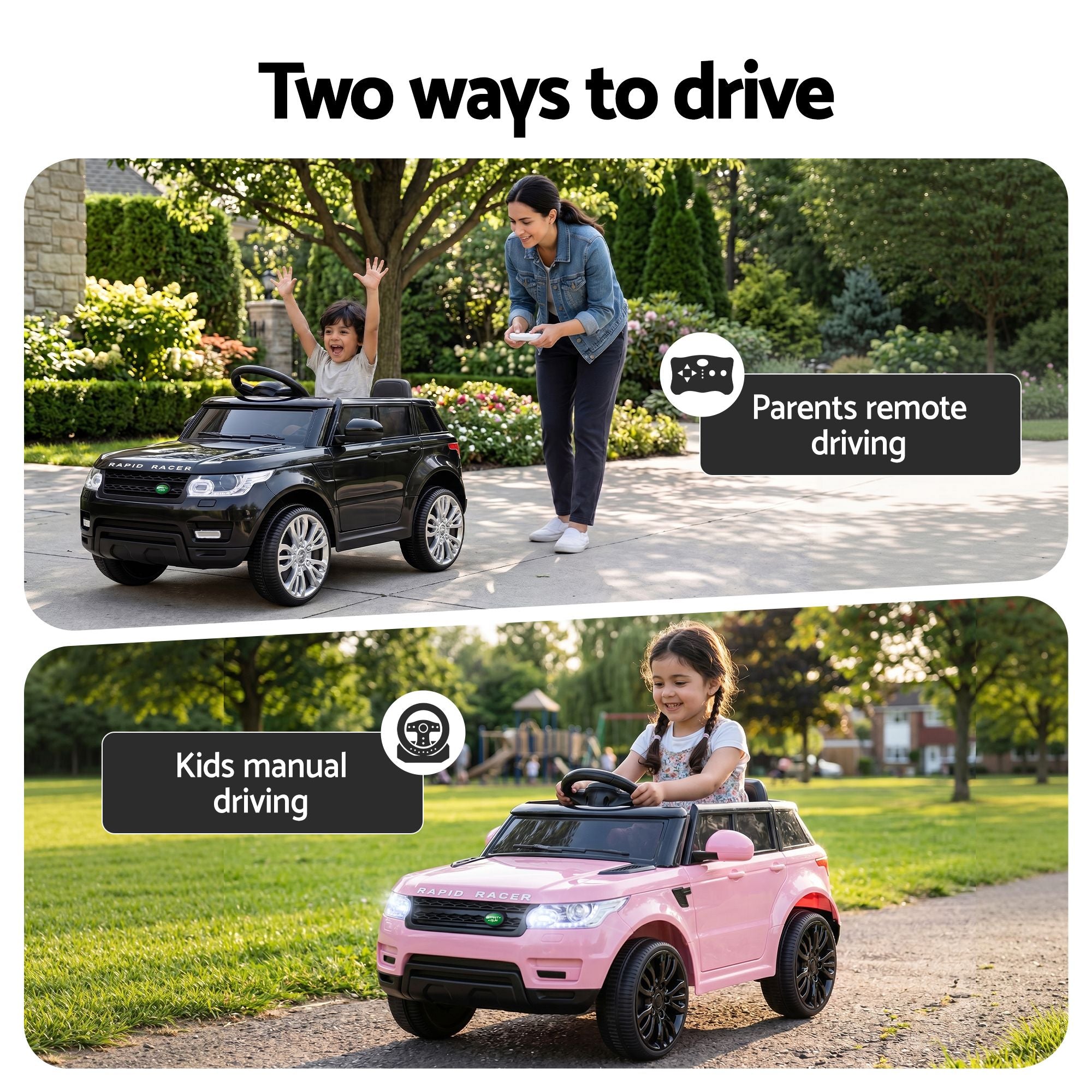 6V Range Rover-Inspired Kids Electric Ride-On Car, Black