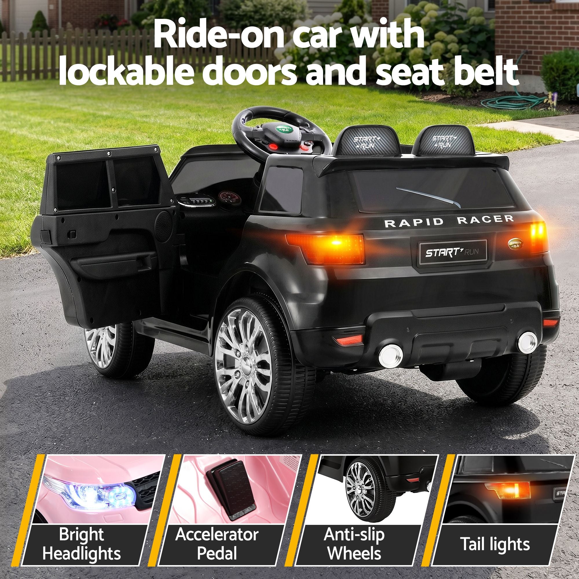 6V Range Rover-Inspired Kids Electric Ride-On Car, Black