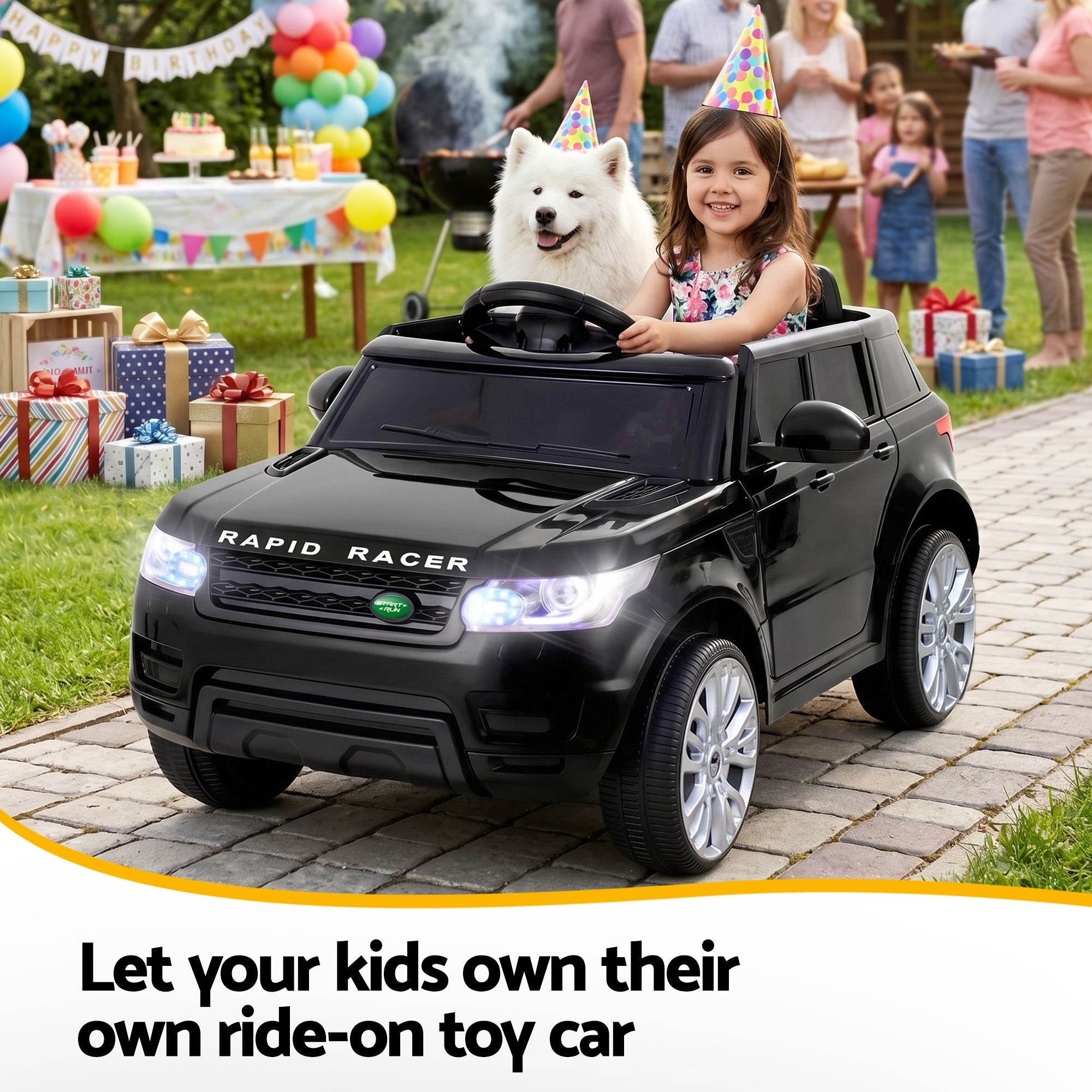 6V Range Rover-Inspired Kids Electric Ride-On Car, Black