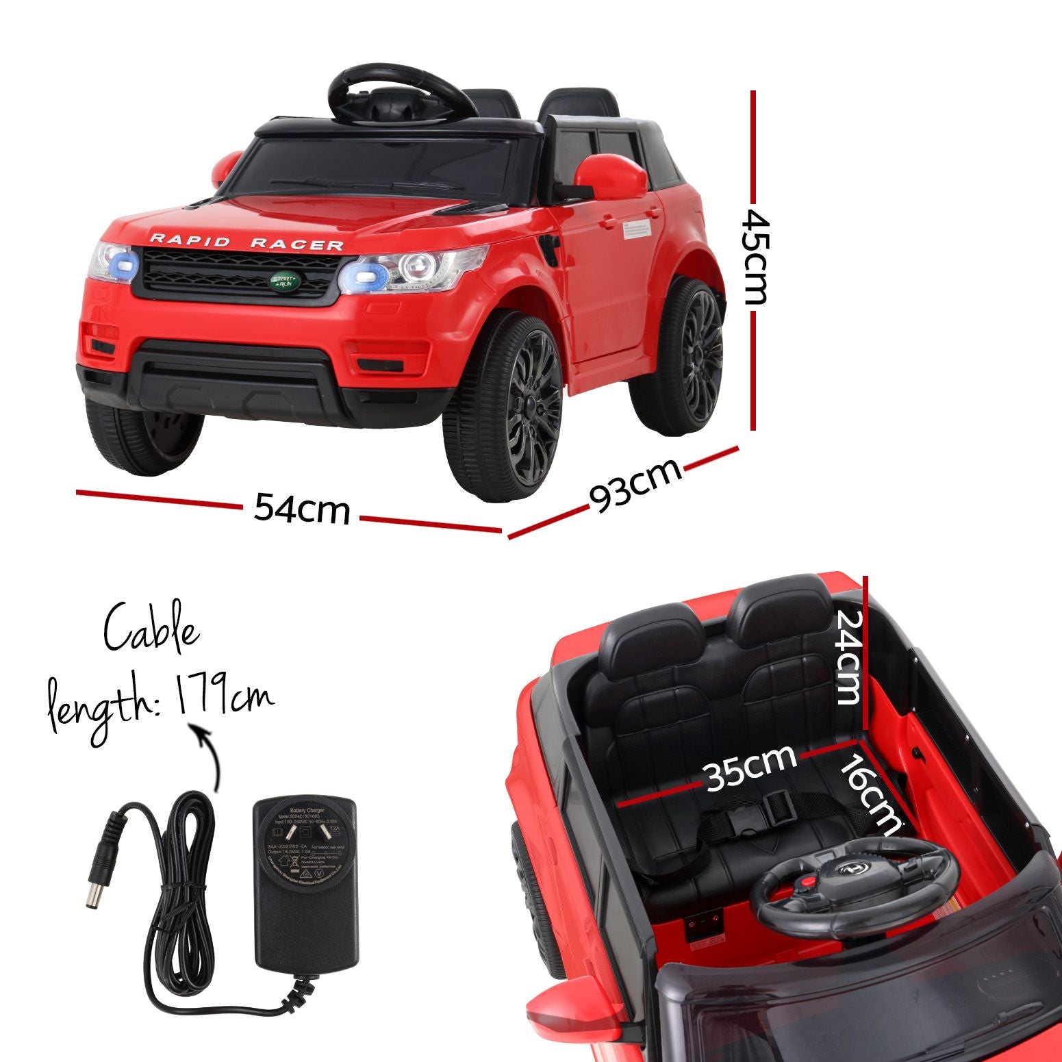 12V Range Rover-Inspired Kids Electric Ride-On Car, Red