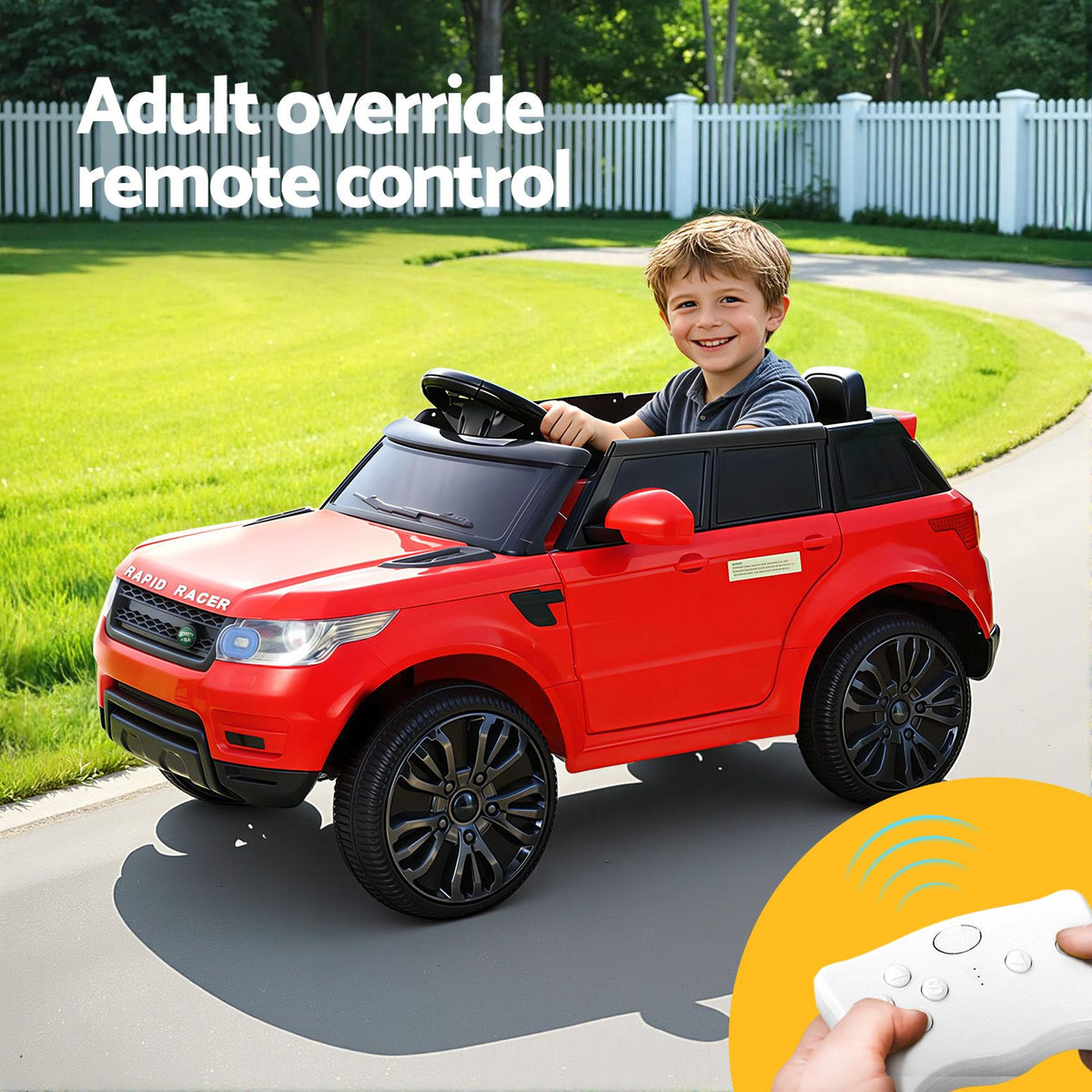 12V Range Rover-Inspired Kids Electric Ride-On Car, Red