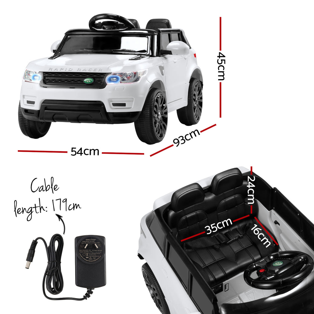 12V Range Rover-Inspired Kids Electric Ride On Car with Parental Remote - White
