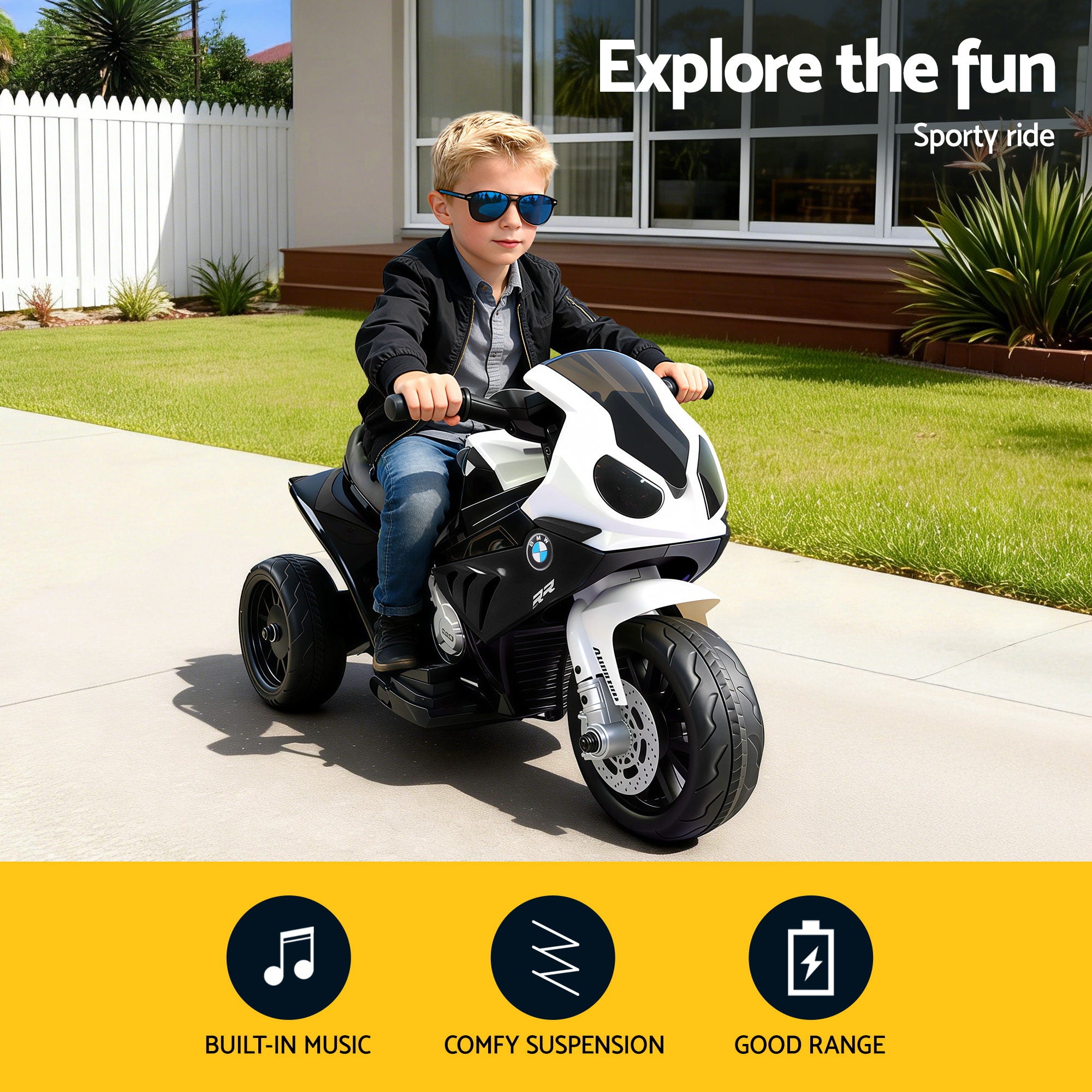 BMW S1000RR 6V Kids Electric Ride-On Motorbike, Black