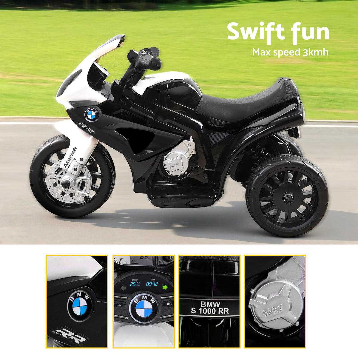 BMW S1000RR 6V Kids Electric Ride-On Motorbike, Black