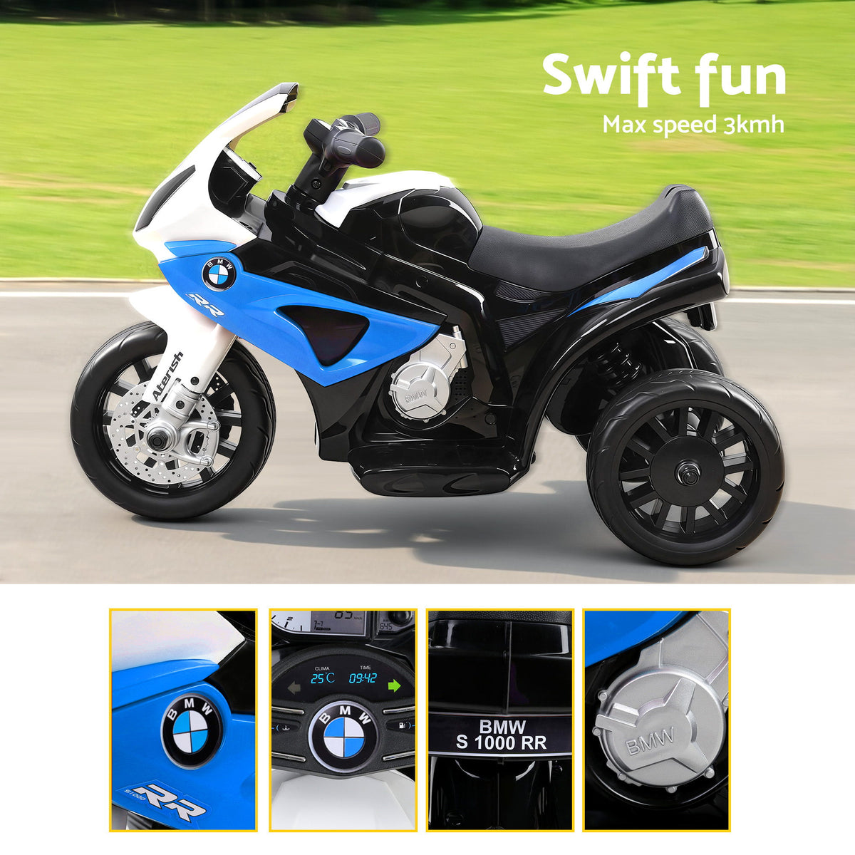 BMW S1000RR 6V Kids Electric Ride-On Motorbike, Blue