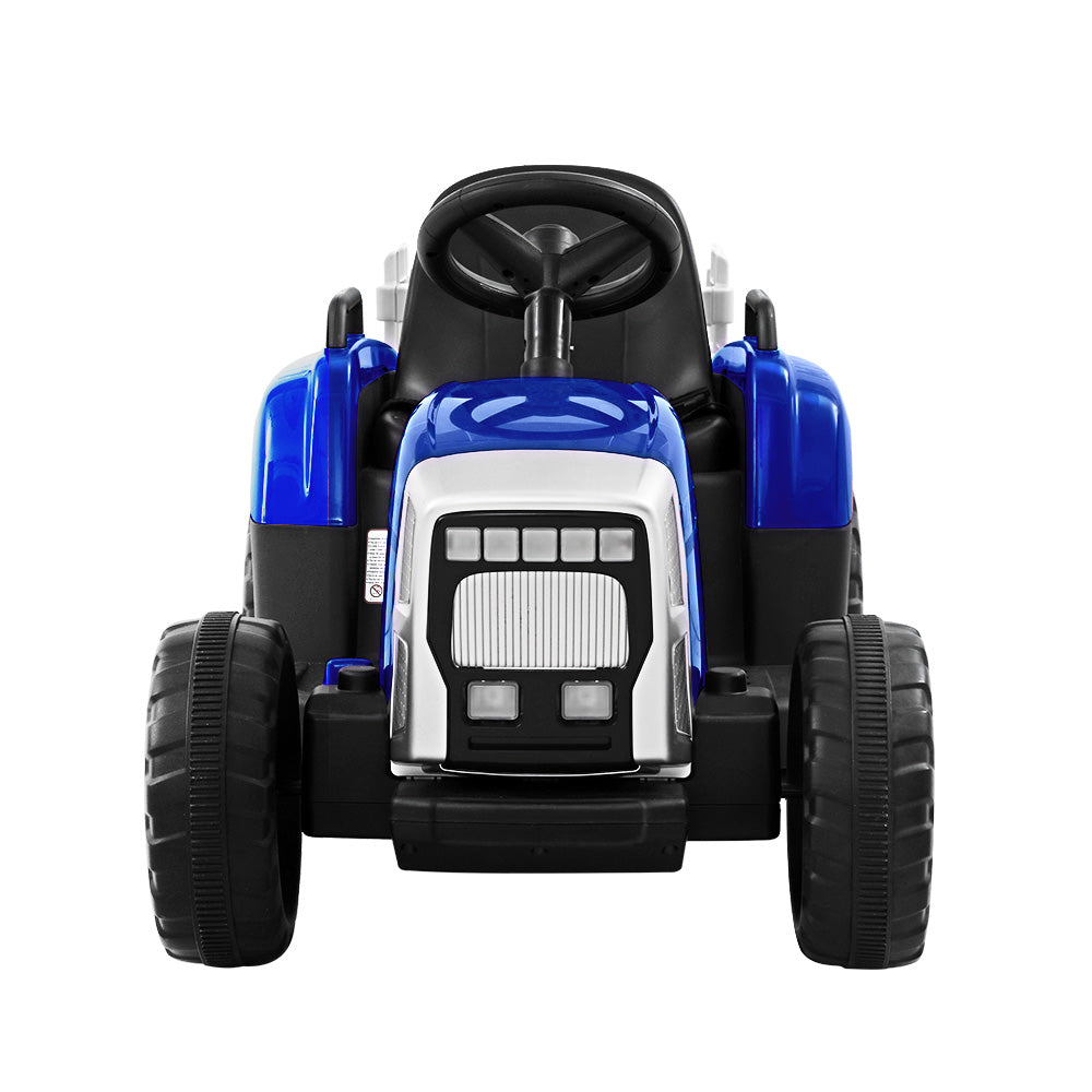 12V Kids Electric Ride On Tractor with Trailer - Blue