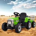 12V Kids Electric Ride On Tractor with Trailer - Green