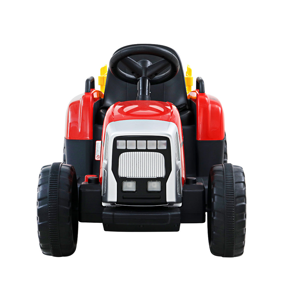 12V Kids Electric Ride On Tractor with Trailer - Red