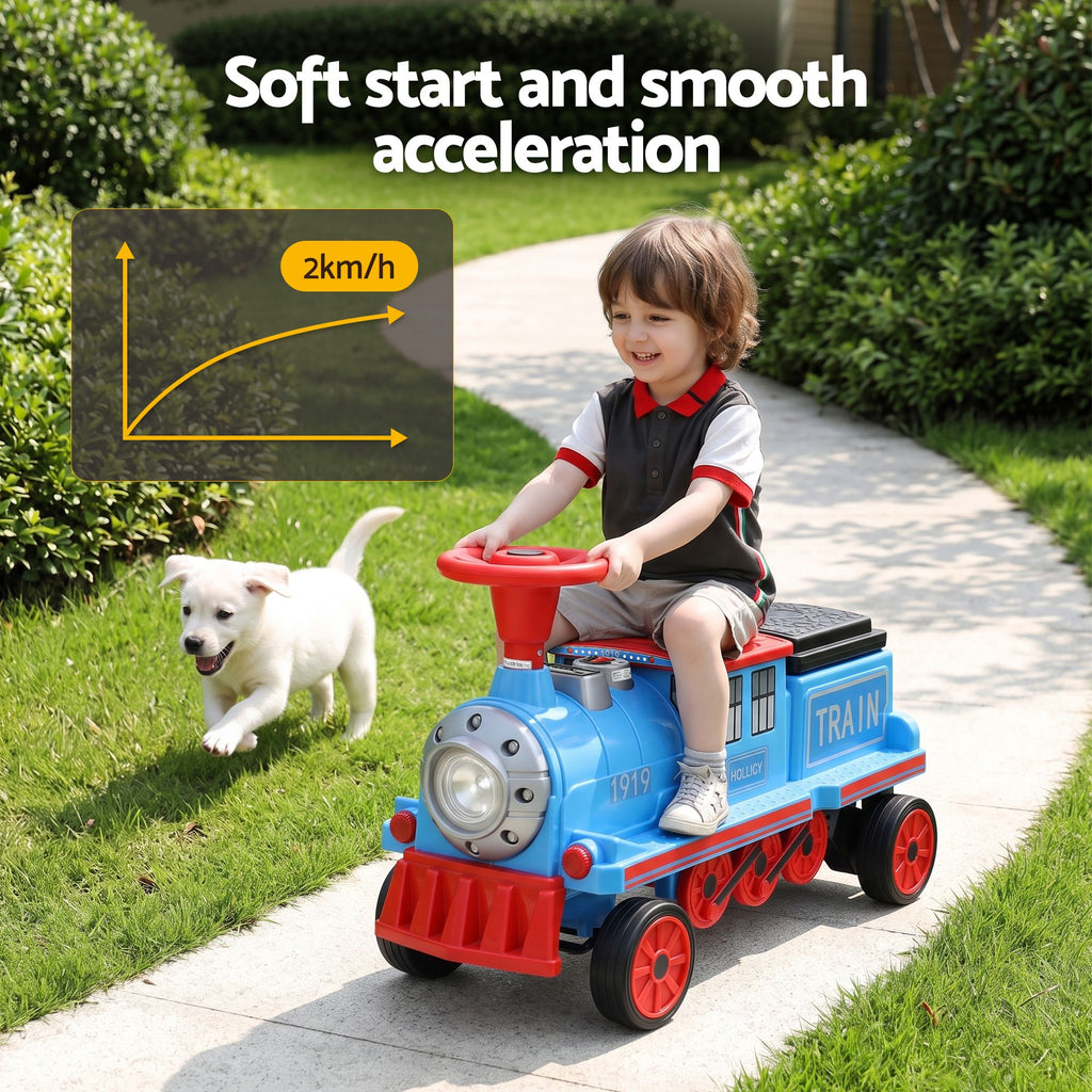 12V Kids Electric Ride-On Train, Blue
