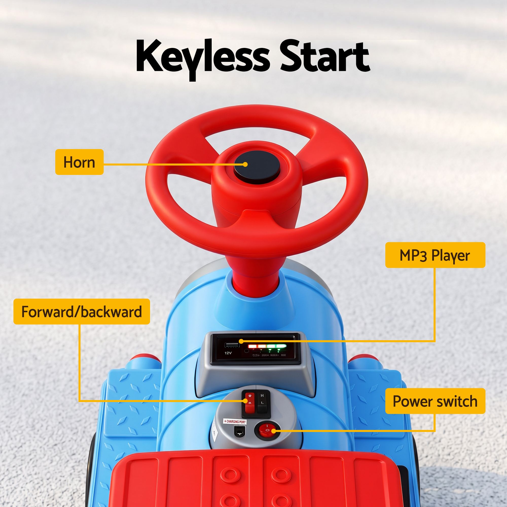 12V Kids Electric Ride-On Train, Blue