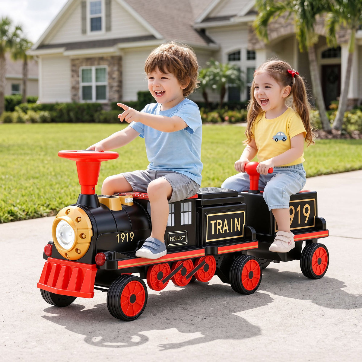 12V 2 Seater Kids Electric Ride-On Train, Red