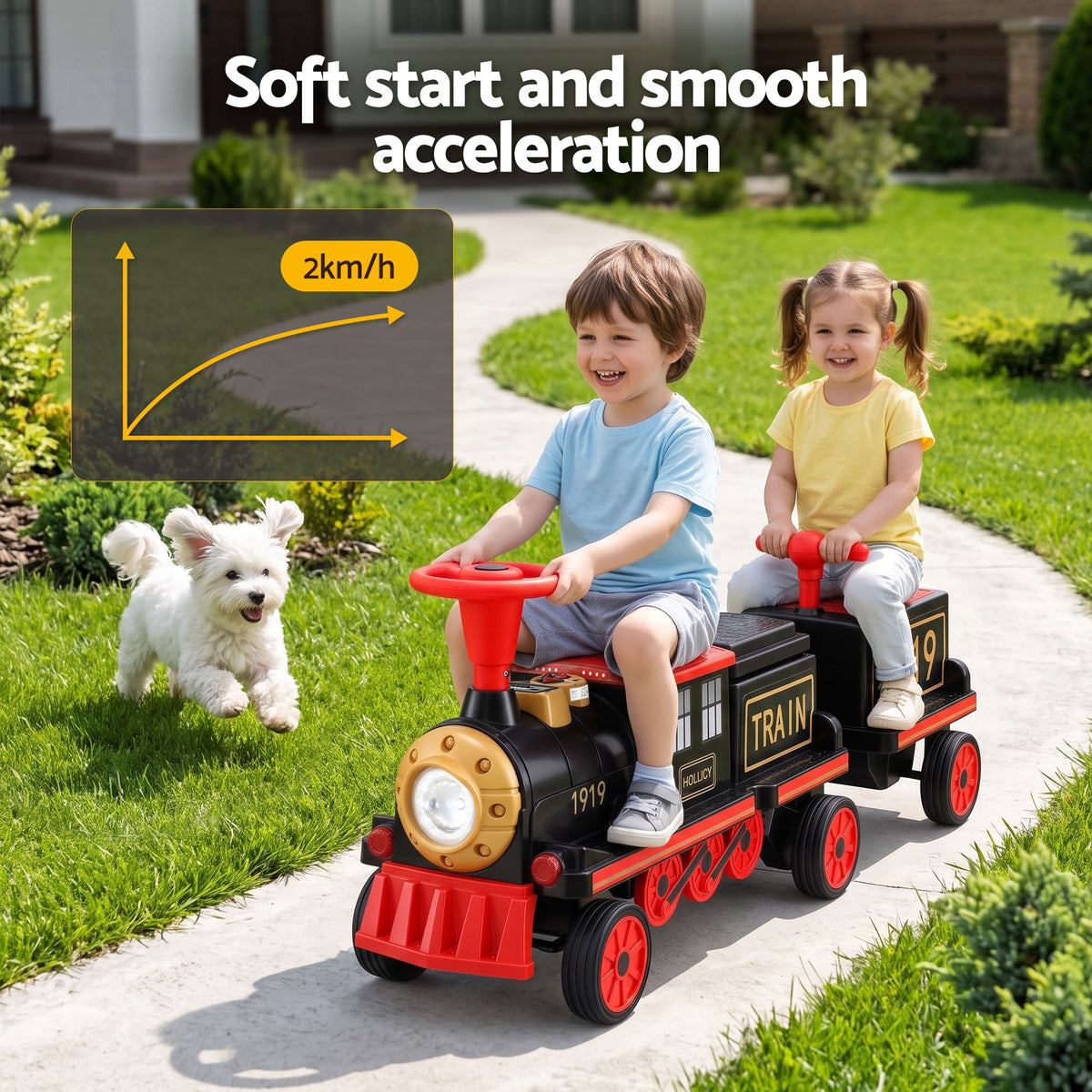 12V 2 Seater Kids Electric Ride-On Train, Red