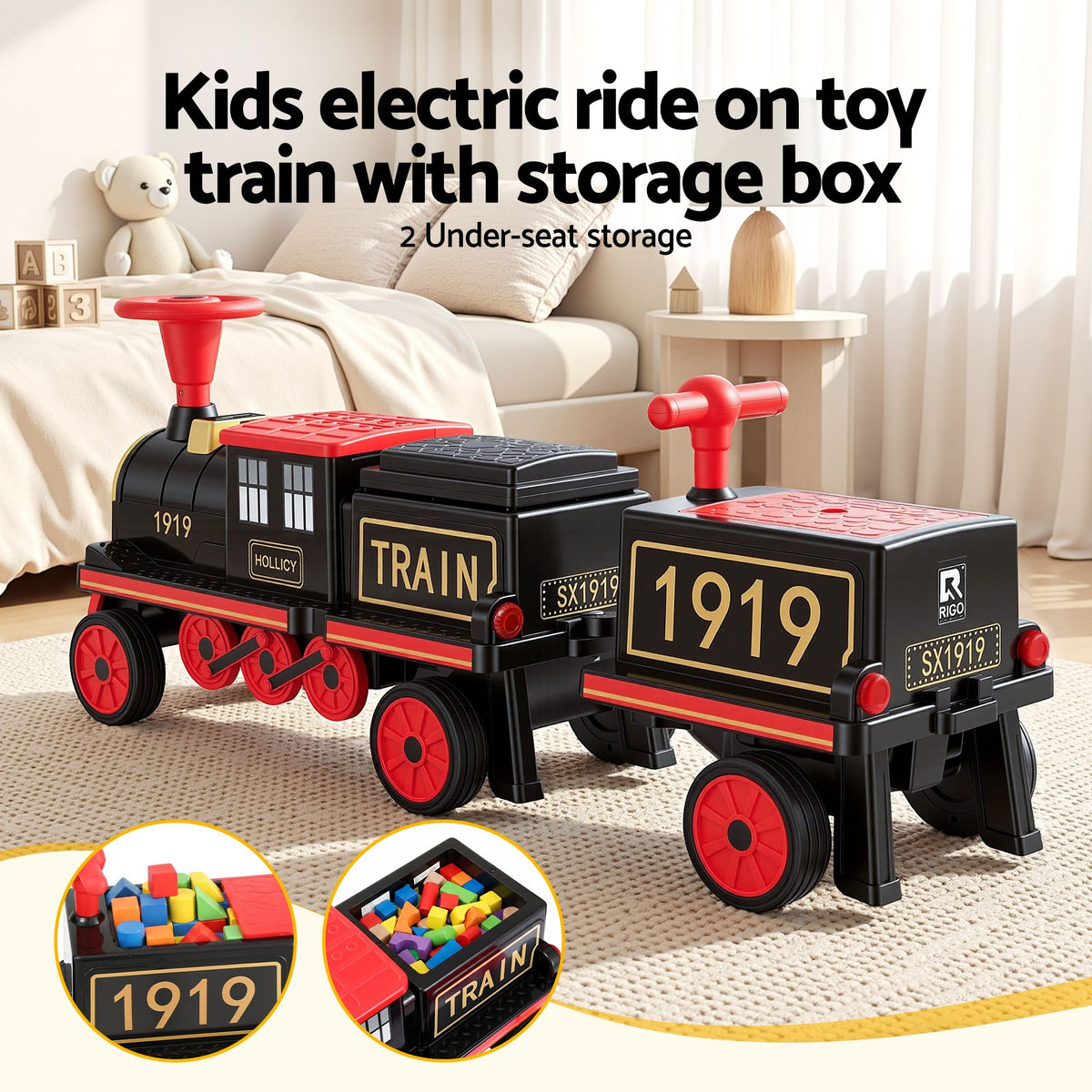 12V 2 Seater Kids Electric Ride-On Train, Red