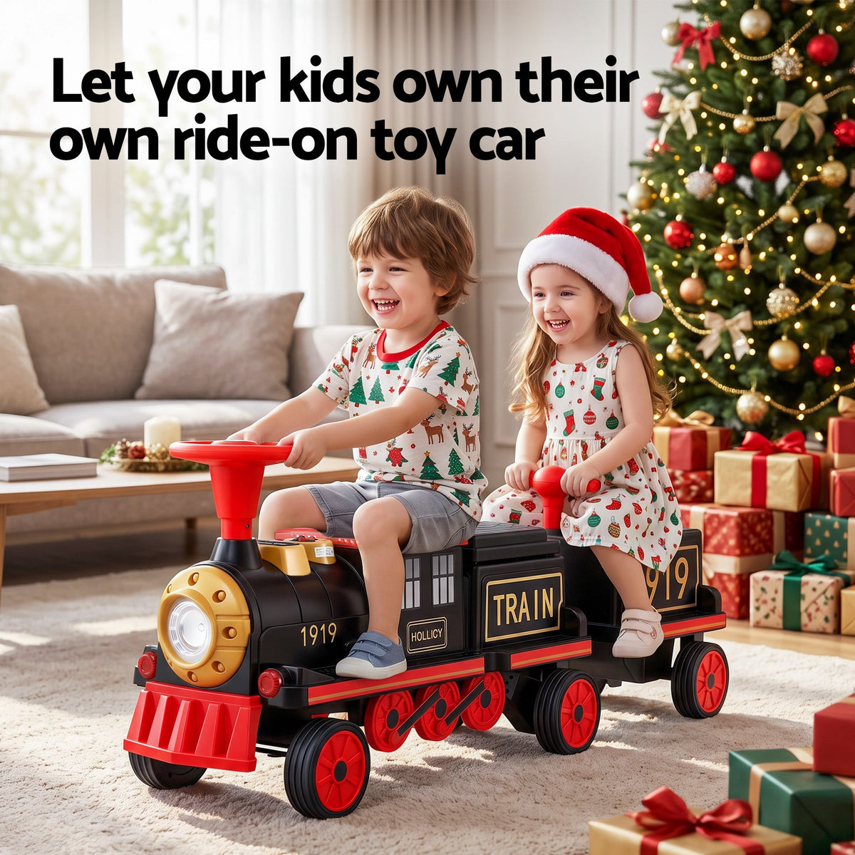 12V 2 Seater Kids Electric Ride-On Train, Red