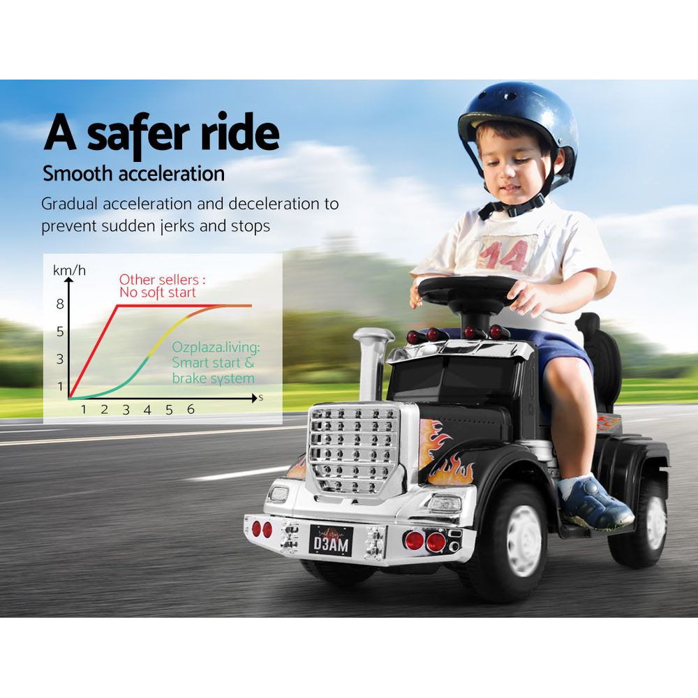 6V Kids Electric Ride-On Truck, Black