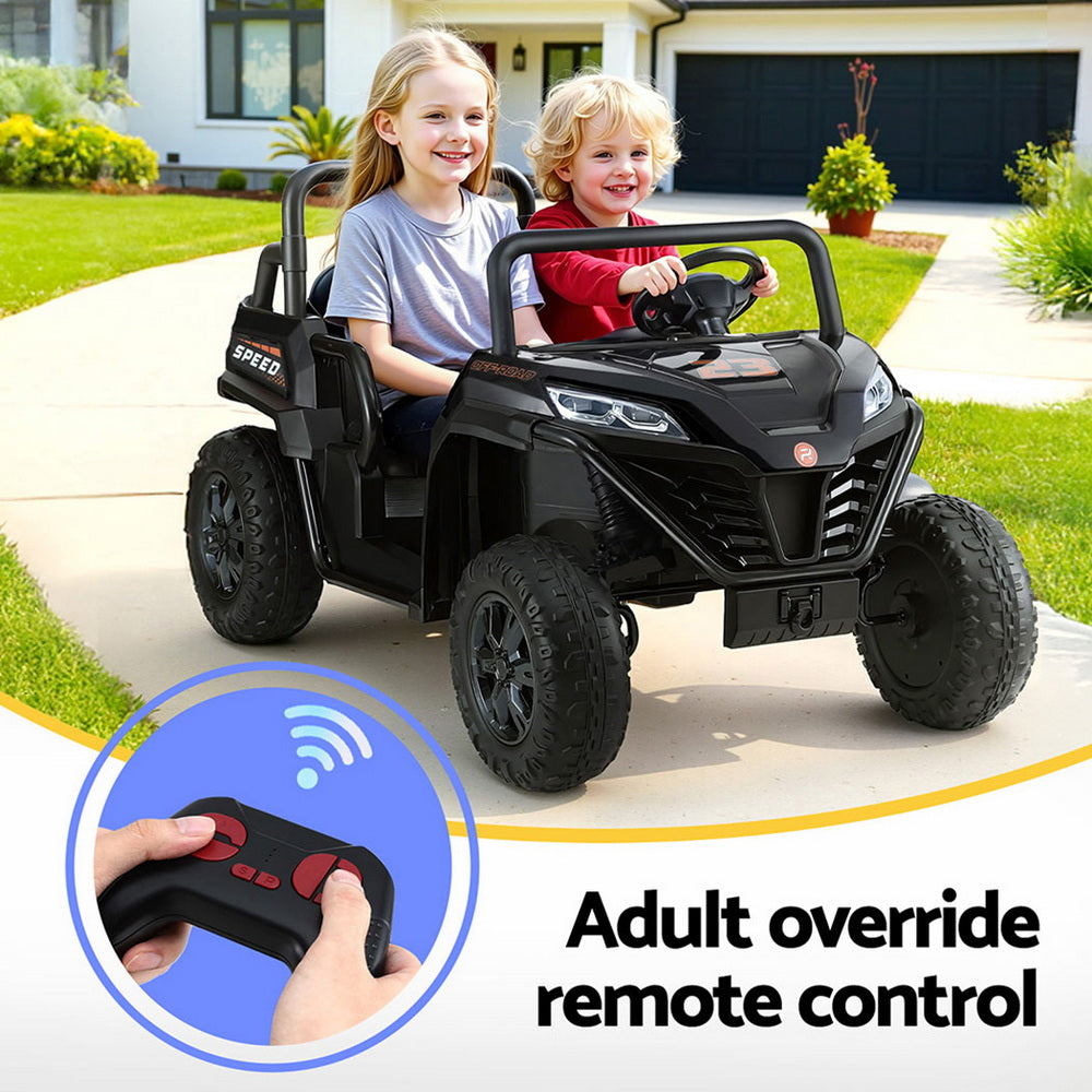 12V Kids Electric Ride On UTV with Parental Remote - Black