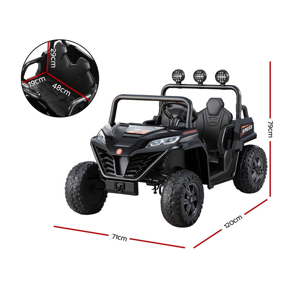12V Kids Electric Ride On UTV with Parental Remote - Black
