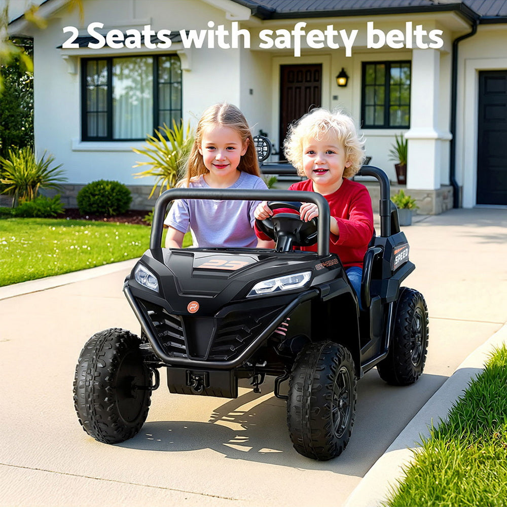 12V Kids Electric Ride On UTV with Parental Remote - Black
