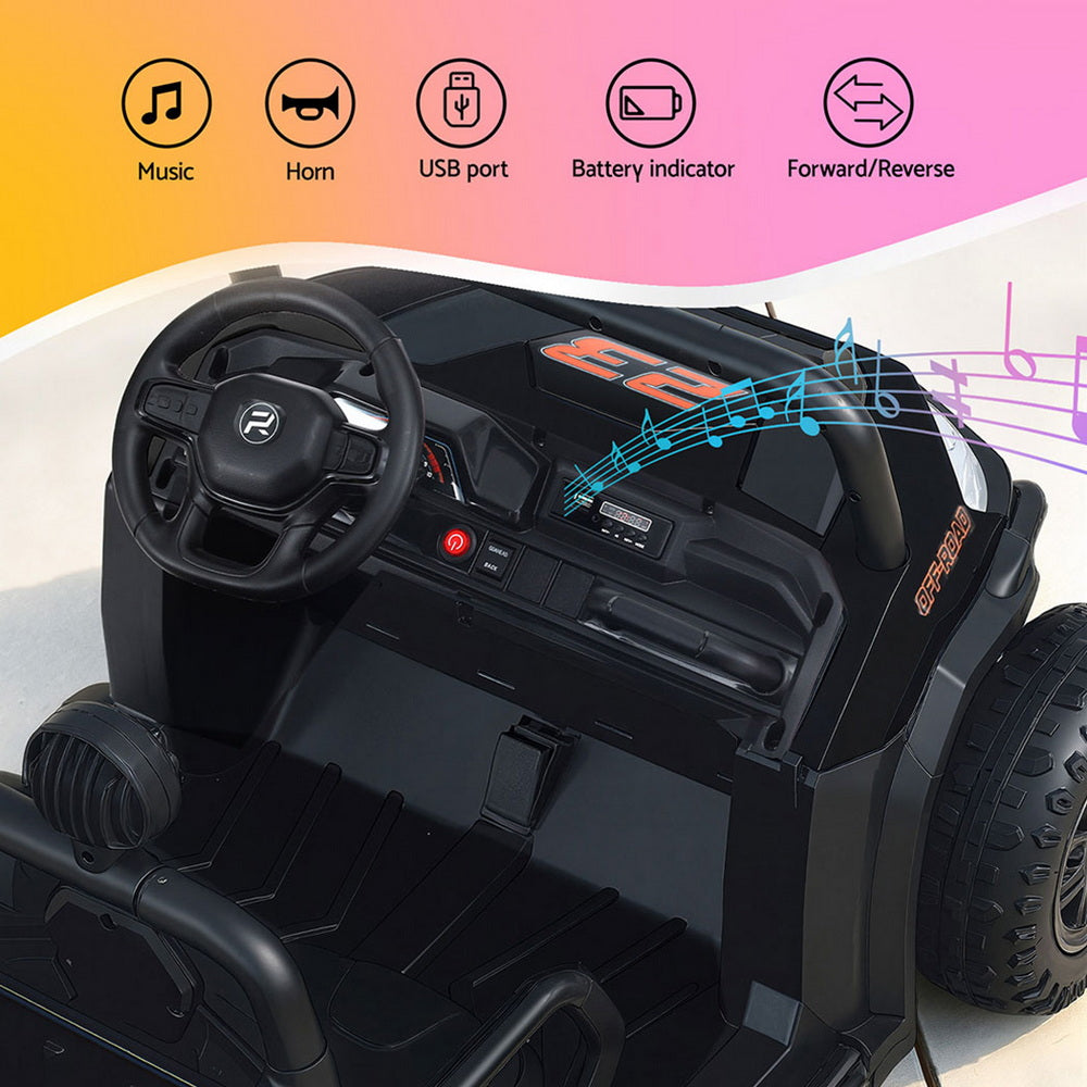 12V Kids Electric Ride On UTV with Parental Remote - Black