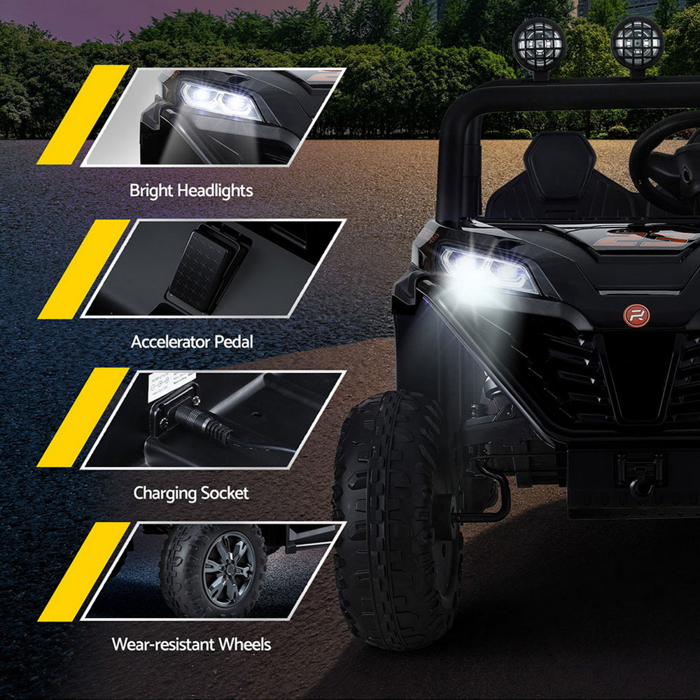 12V Kids Electric Ride On UTV with Parental Remote - Black