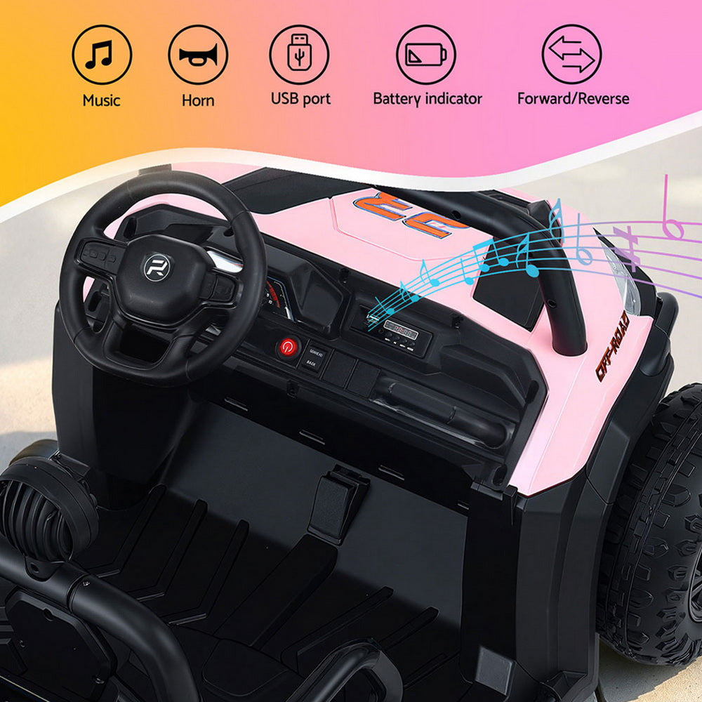 12V Kids Electric Ride On UTV with Parental Remote - Pink